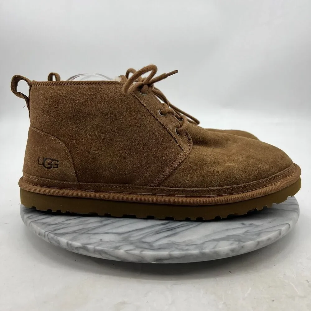 UGG Neumel Chukka Boots Mens 13 Chestnut Suede Wool Lined Lace Up Winter Shoe